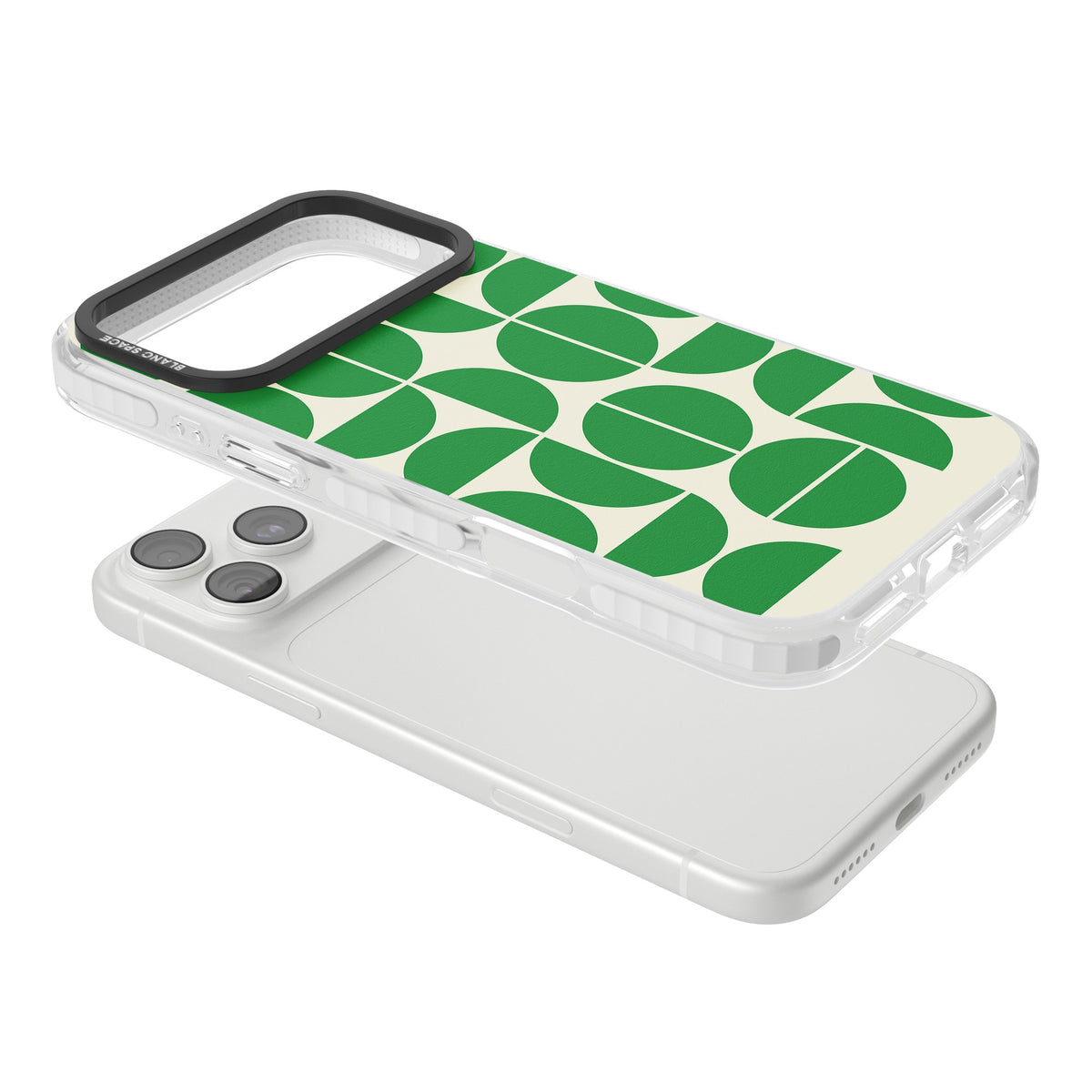 Bauhaus Green iPhone 18 Pro Max Impact Clear Phone Case angled