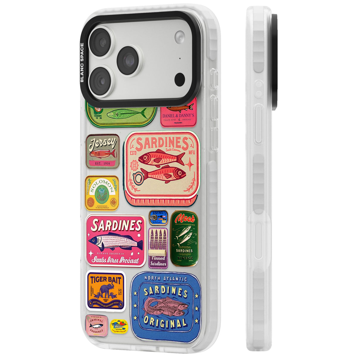 Coastal Sardines iPhone 18 Pro Max Impact Clear Phone Case side