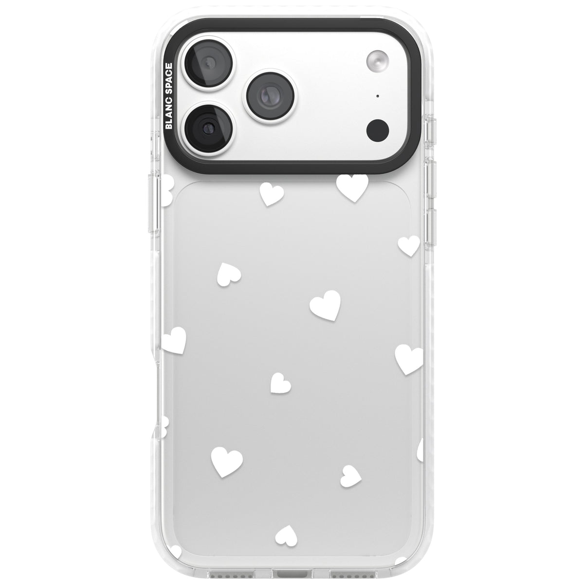 White Hearts iPhone 18 Pro Max Impact Clear Phone Case front