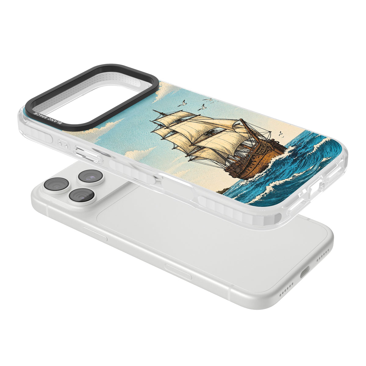 Ship at Sea iPhone 18 Pro Max Impact Clear Phone Case angled