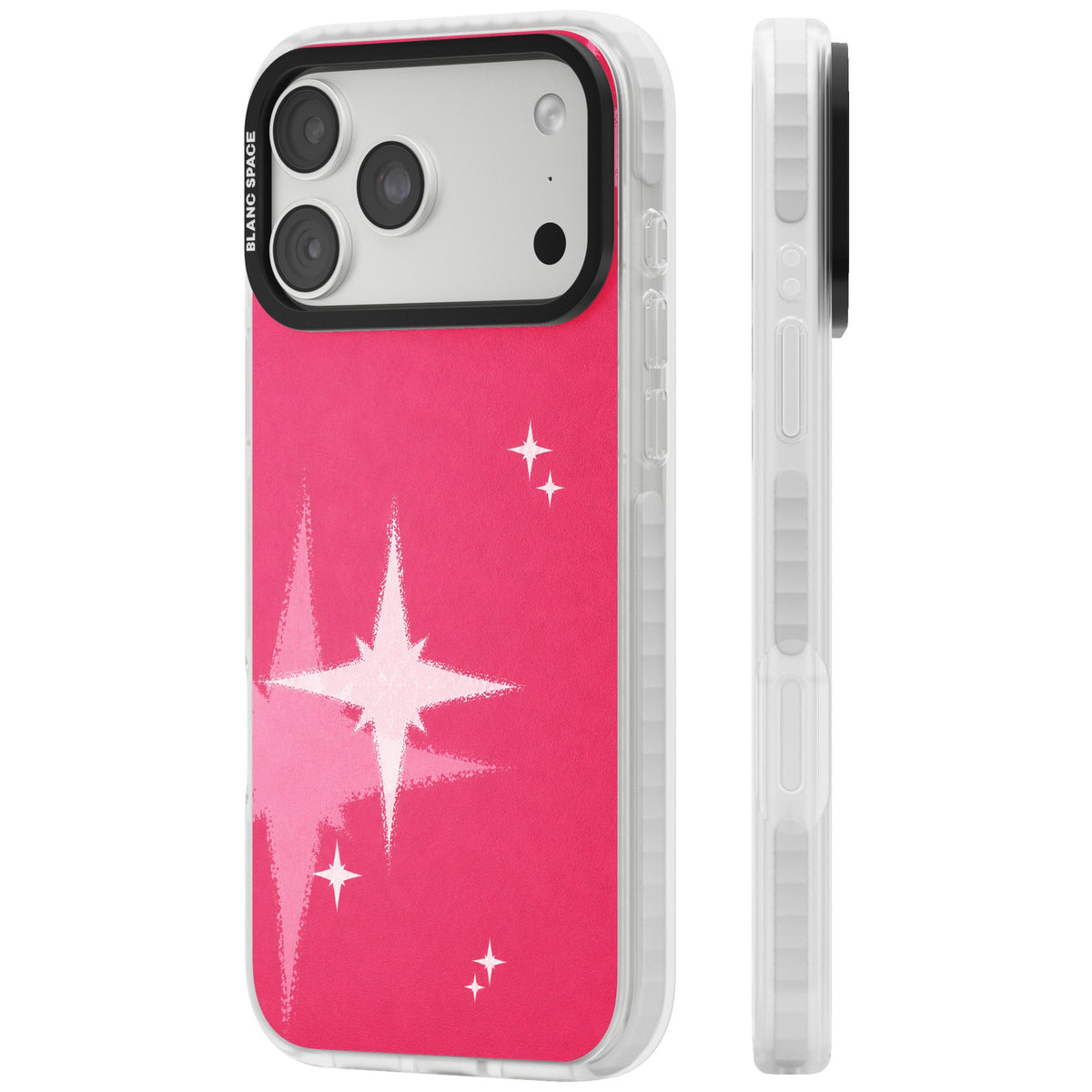 Pink Sparkle iPhone 18 Pro Max Impact Clear Phone Case side