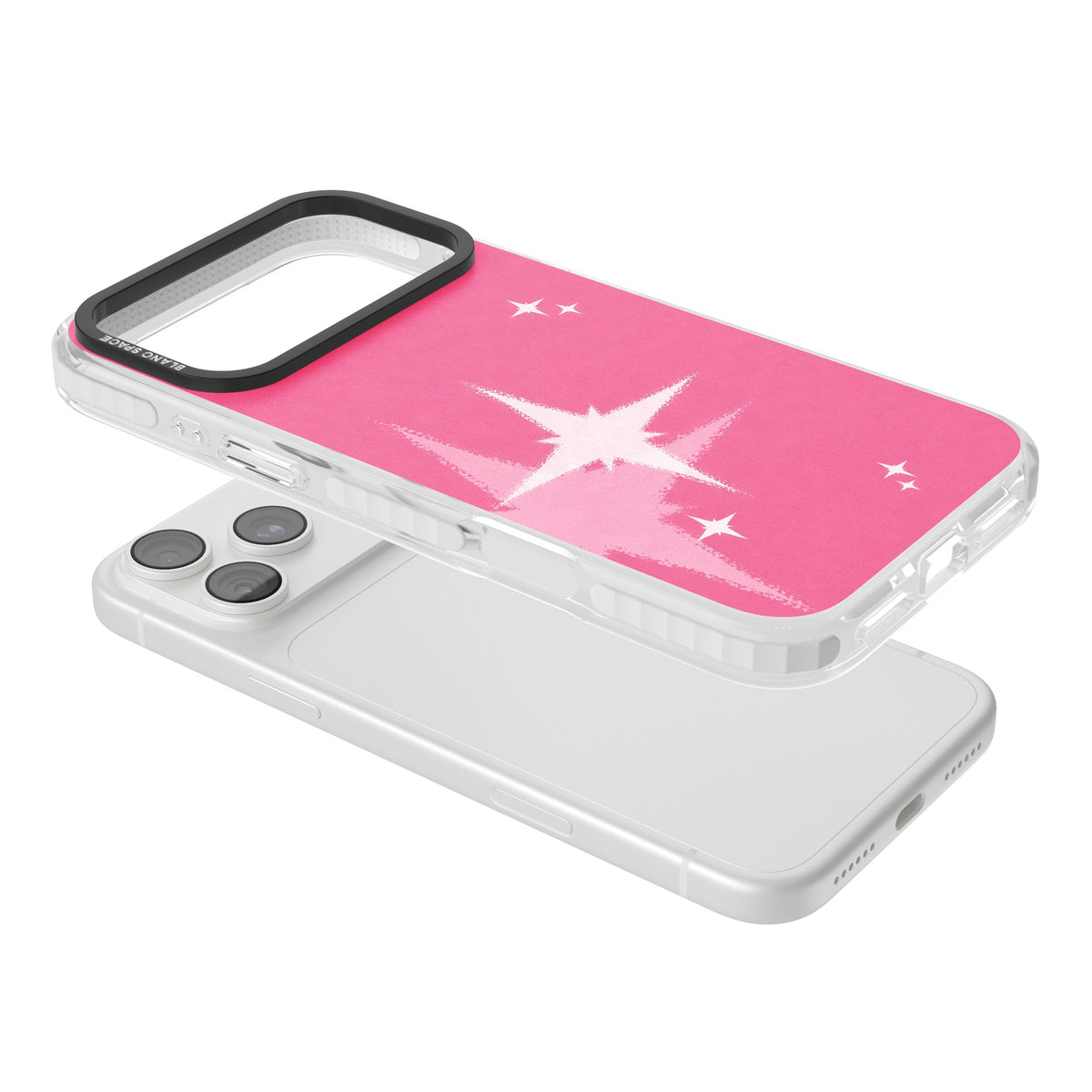 Pink Sparkle iPhone 18 Pro Max Impact Clear Phone Case angled