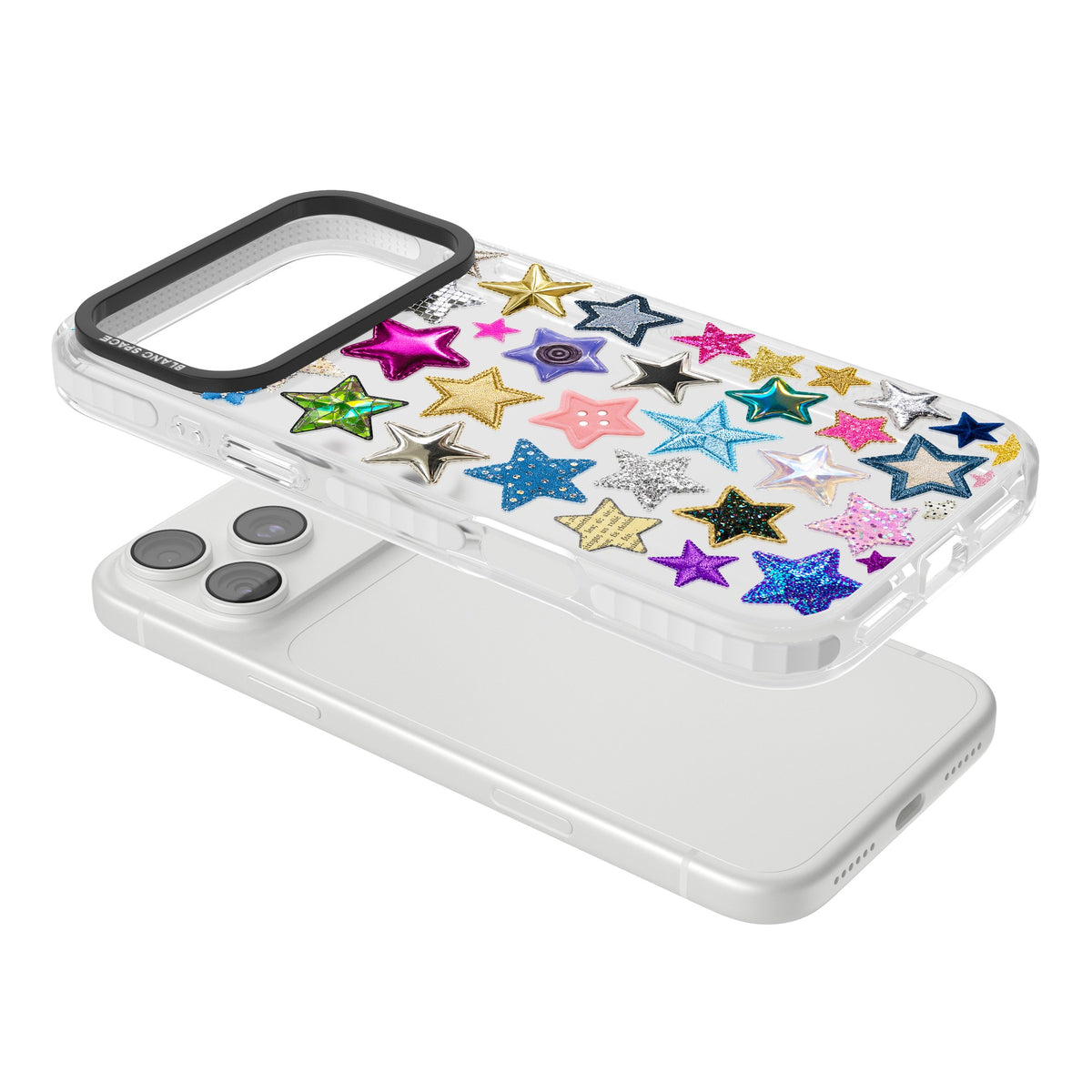 Crafty Star Mix iPhone 18 Pro Max Impact Clear Phone Case angled