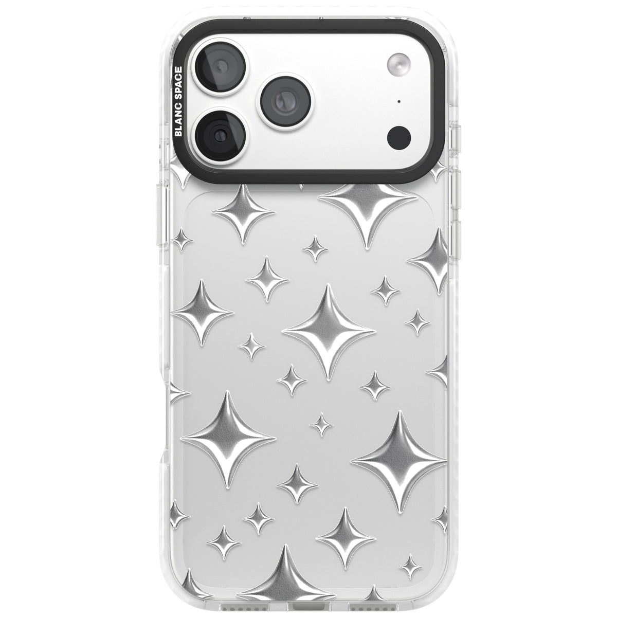 Chrome Puff Sparkle Pattern iPhone 18 Pro Max Impact Clear Phone Case front