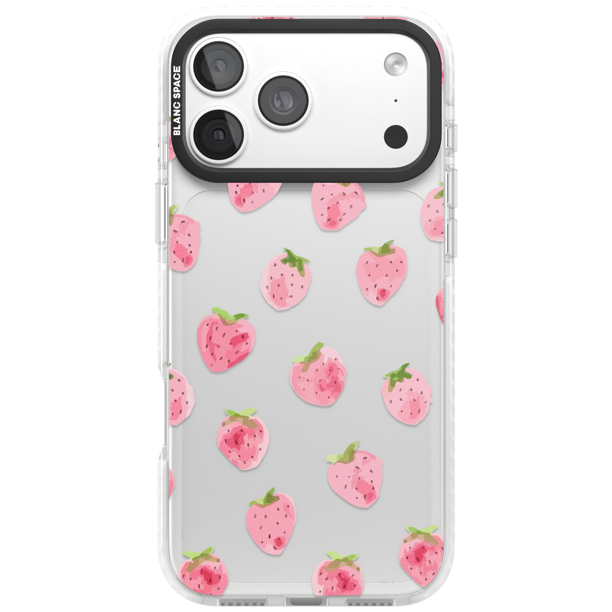Pink Strawberry iPhone 18 Pro Max Impact Clear Phone Case front
