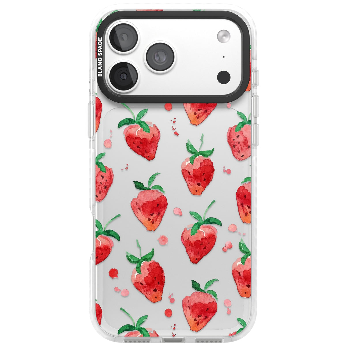 Strawberry Watercolour iPhone 18 Pro Max Impact Clear Phone Case front