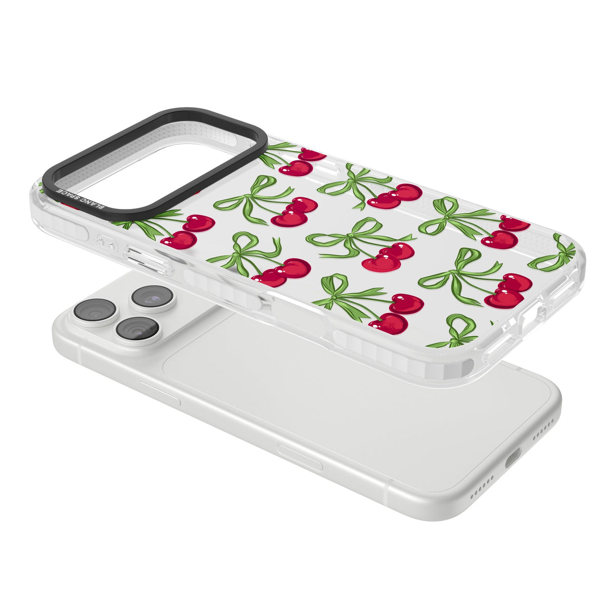 Cherry Bows iPhone 18 Pro Max Impact Clear Phone Case angled