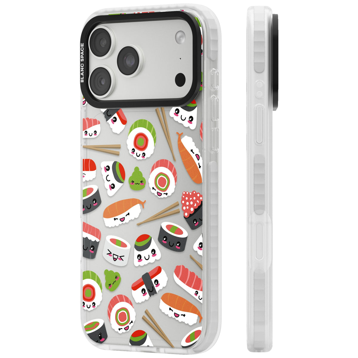 Kawaii Sushi Party iPhone 18 Pro Max Impact Clear Phone Case side