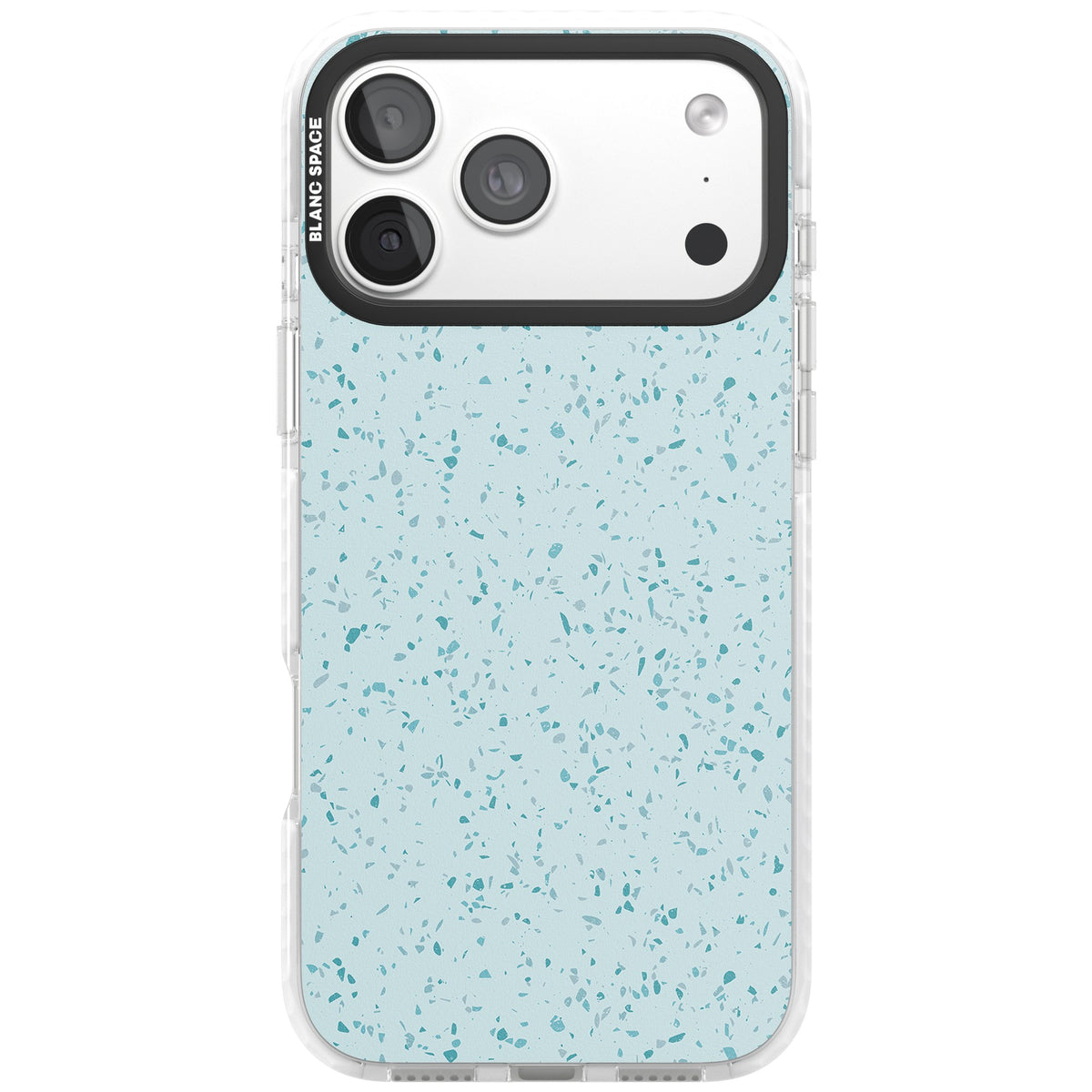 Light Blue Terrazzo Pattern iPhone 18 Pro Max Impact Clear Phone Case front