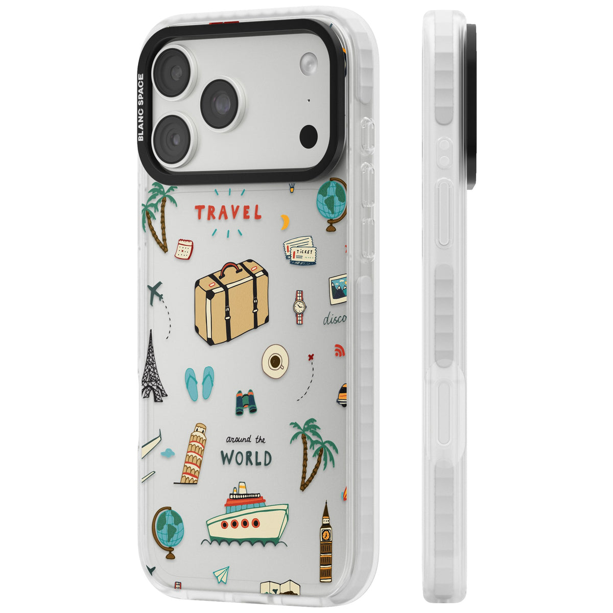 Globe Trotter iPhone 18 Pro Max Impact Clear Phone Case side