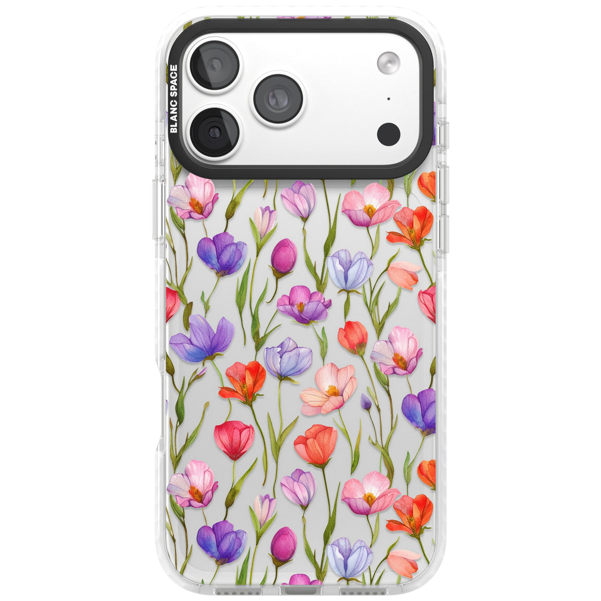 Red, Pink & Purple Flowers iPhone 18 Pro Max Impact Clear Phone Case front