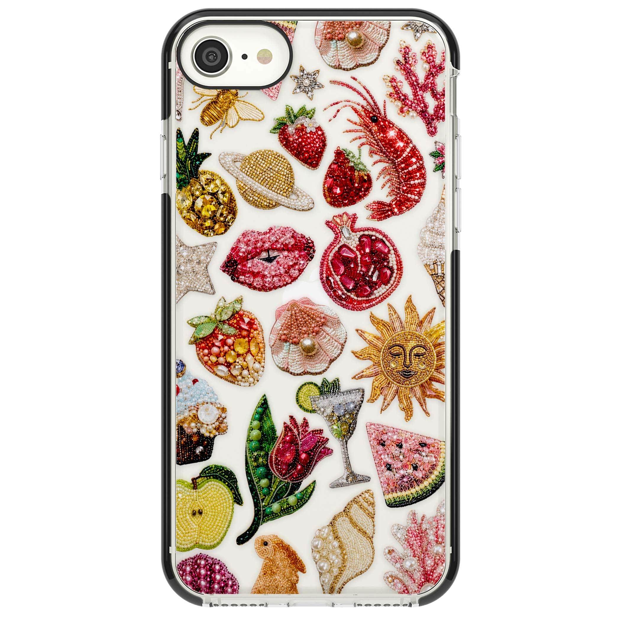 Beaded Riviera coquette iPhone case | Black Impact case for iPhone SE