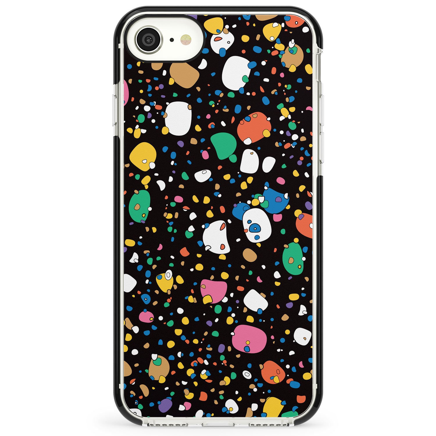 Colourful Confetti Pebbles (Black) Impact Phone Case for iPhone SE