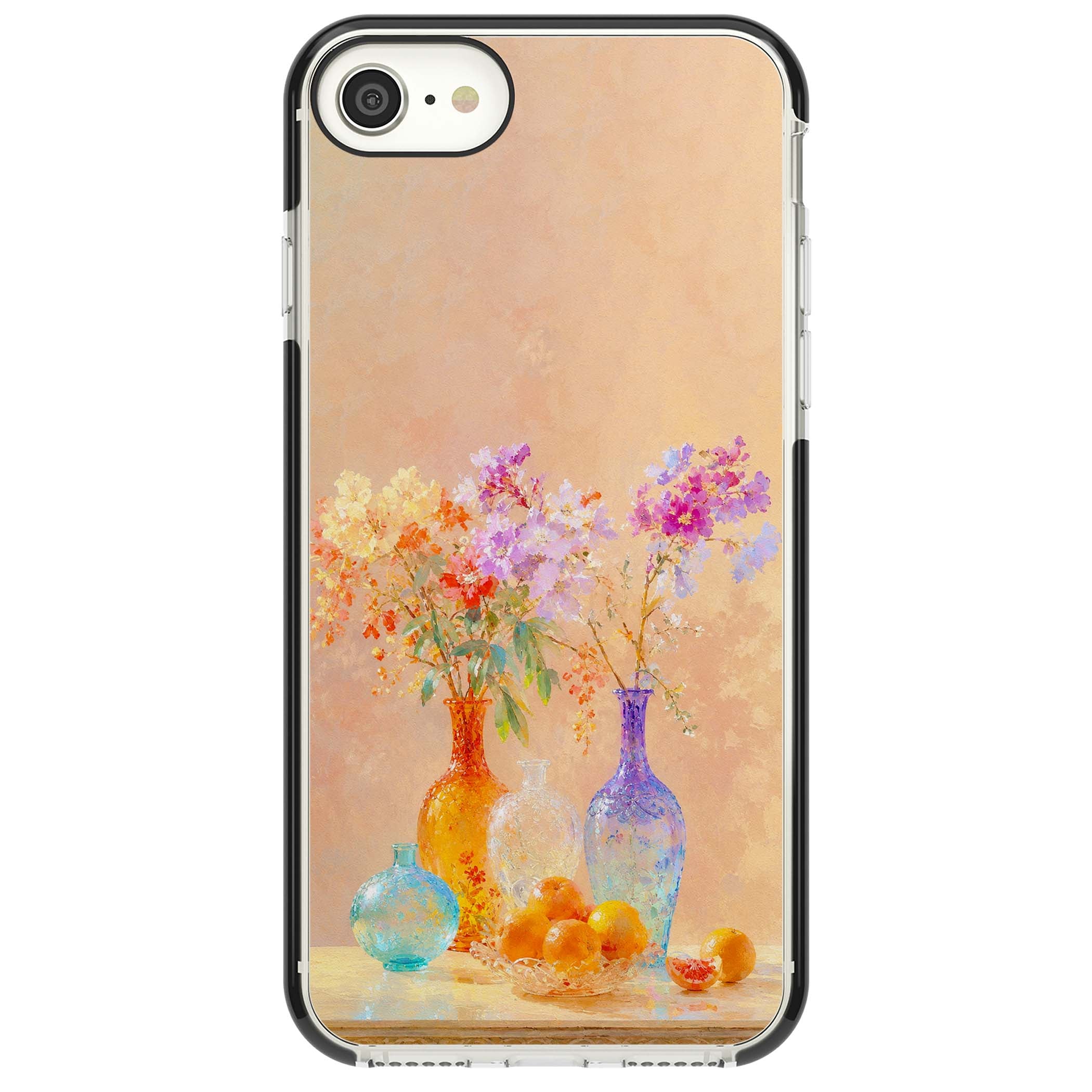 Peach Glass art iPhone case | Black Impact case for iPhone SE