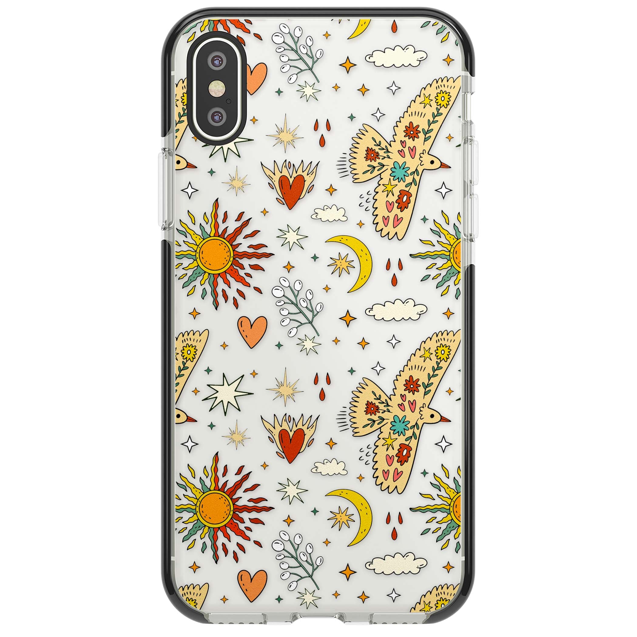 Elevate Your Phone'S Style With This Boho Celestial Sun & Eye Phone Case, Featuring A Mystical Blend Of Suns, All-Seeing Eyes, Butterflies, Stars, And