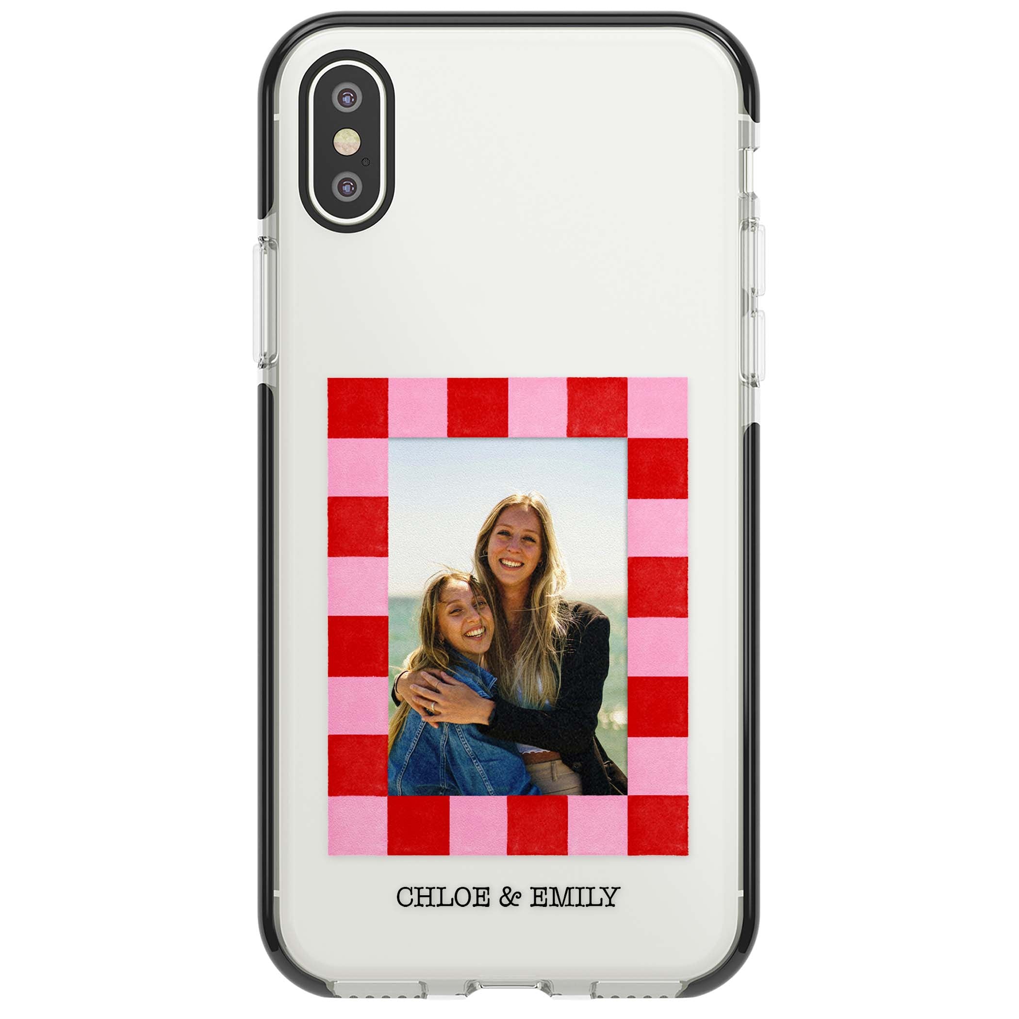 Bubblegum Check Photo for her iPhone case | Black Impact case for iPhone X, iPhone XS Max, iPhone XR
