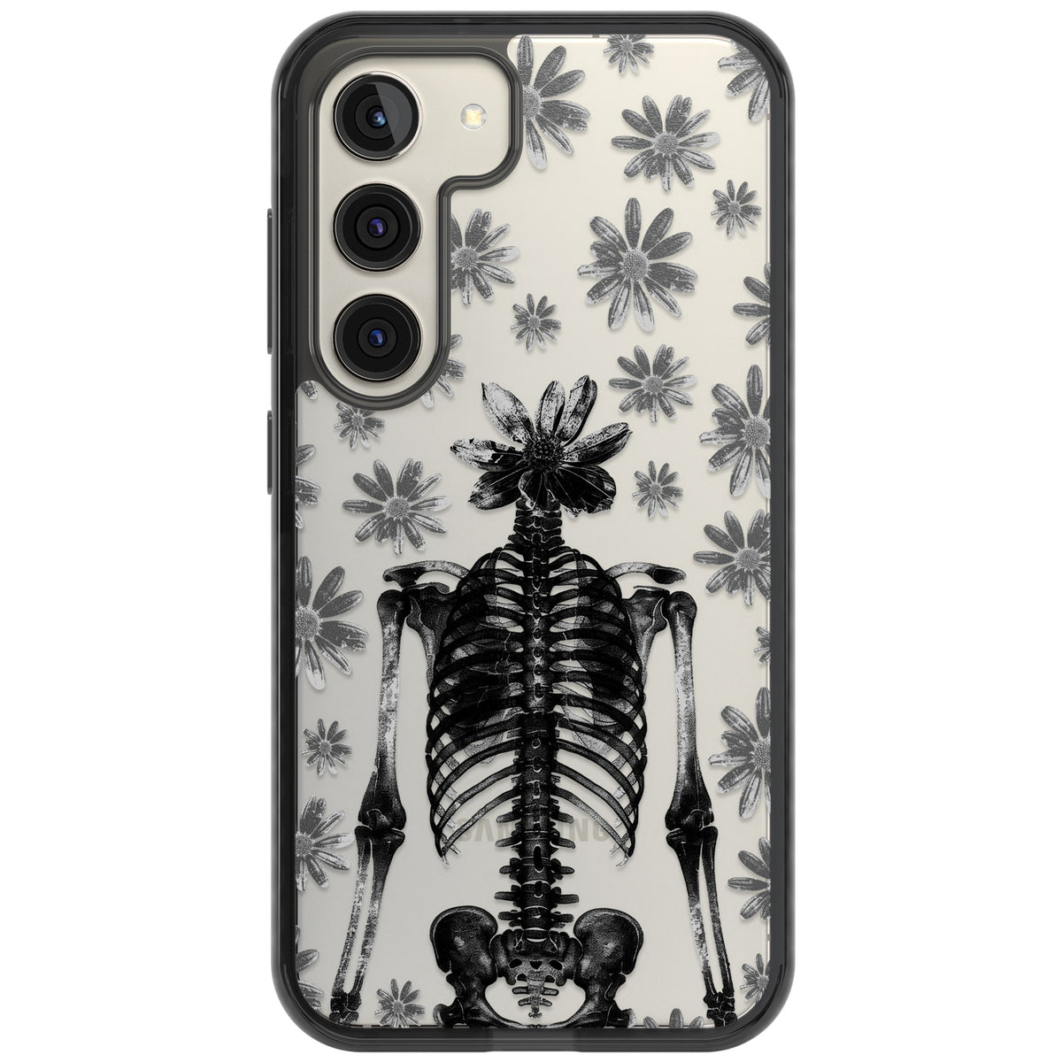 Skeleton Flower Samsung S22 / Samsung S22 Plus / Samsung S23 / Samsung S23 Plus / Samsung S24 / Samsung S24 Plus Impact Black Phone Case front