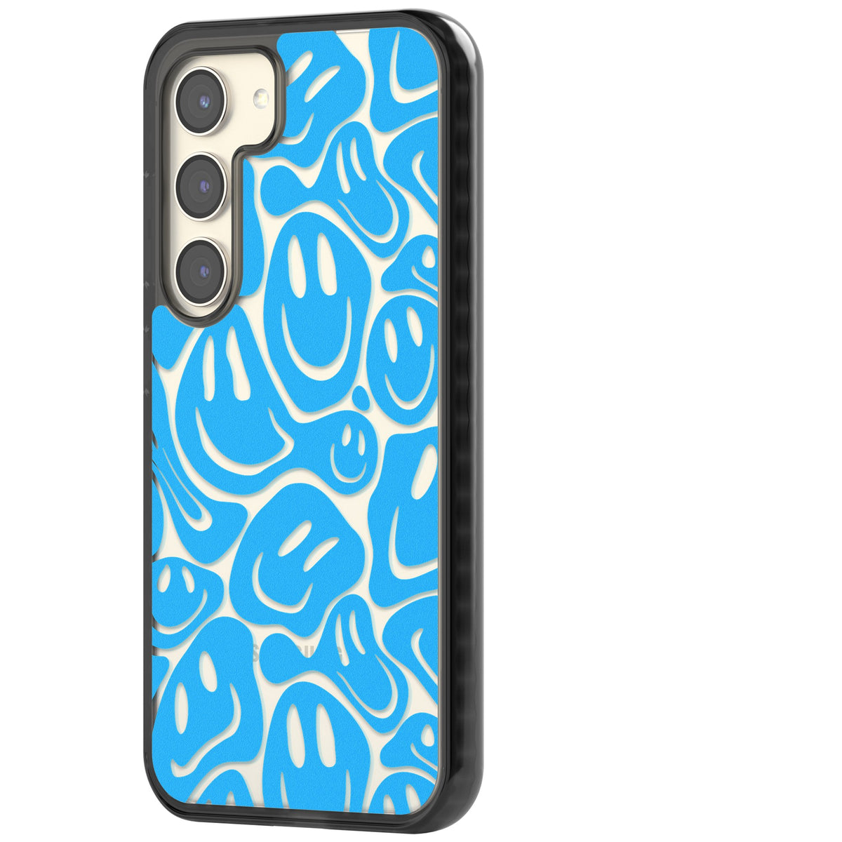 Blue Acid Faces Samsung S22 / Samsung S22 Plus / Samsung S23 / Samsung S23 Plus / Samsung S24 / Samsung S24 Plus Impact Black Phone Case side