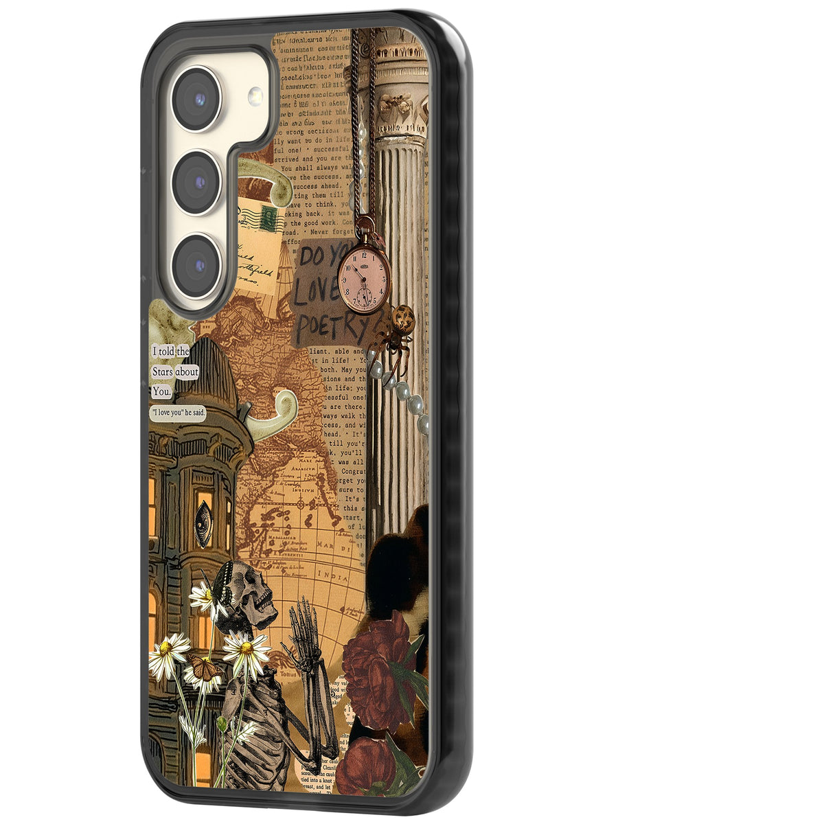 Skeleton Poetry Samsung S22 / Samsung S22 Plus / Samsung S23 / Samsung S23 Plus / Samsung S24 / Samsung S24 Plus Impact Black Phone Case side