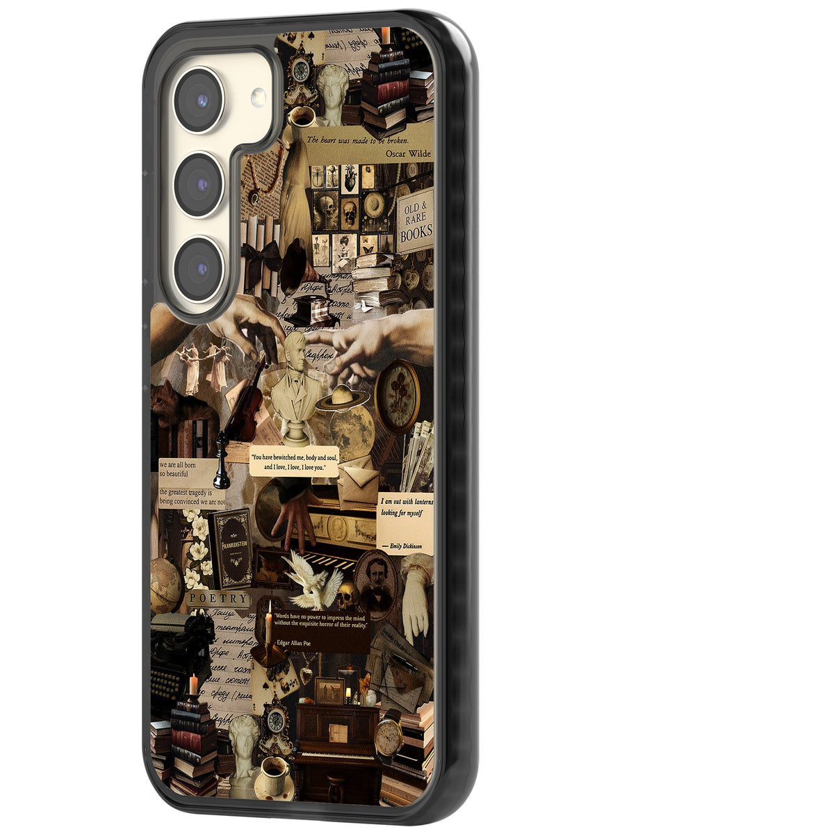 Antique Collage Samsung S22 / Samsung S22 Plus / Samsung S23 / Samsung S23 Plus / Samsung S24 / Samsung S24 Plus Impact Black Phone Case side