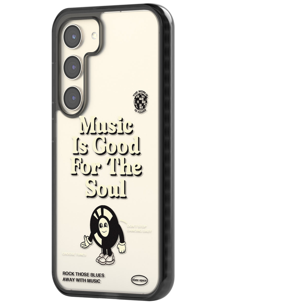 Music Is Good For The Soul Samsung S22 / Samsung S22 Plus / Samsung S23 / Samsung S23 Plus / Samsung S24 / Samsung S24 Plus Impact Black Phone Case side