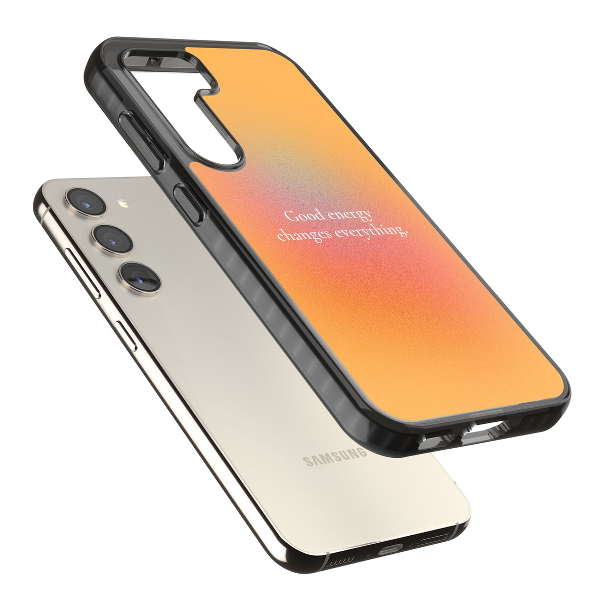 Good Energy Samsung S22 / Samsung S22 Plus / Samsung S23 / Samsung S23 Plus / Samsung S24 / Samsung S24 Plus Impact Black Phone Case angled