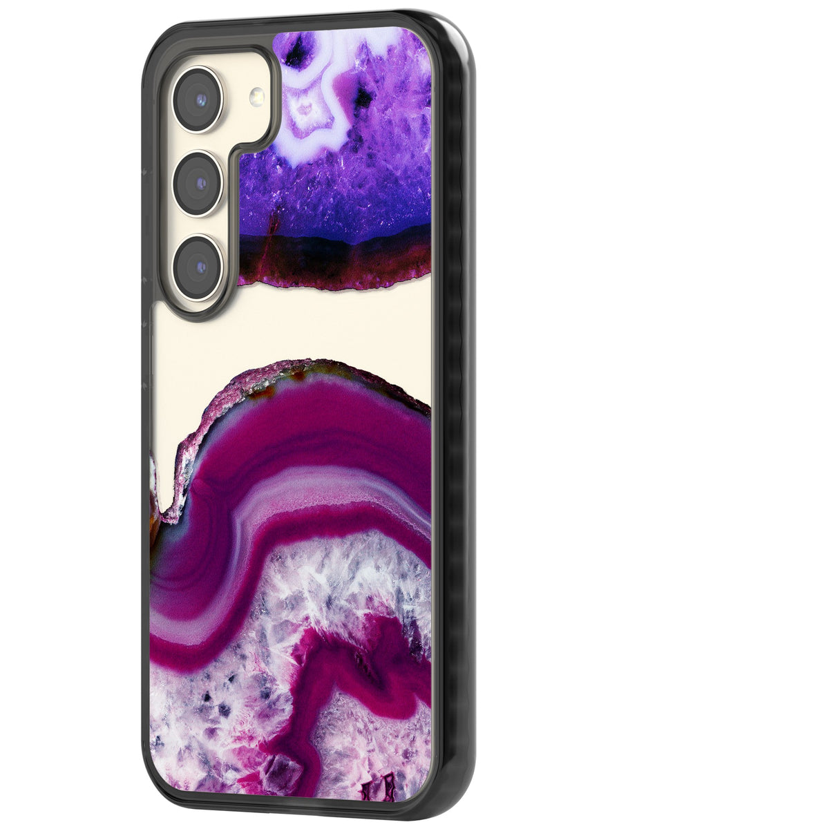 Amethyst Crystal Slice Samsung S22 / Samsung S22 Plus / Samsung S23 / Samsung S23 Plus / Samsung S24 / Samsung S24 Plus Impact Black Phone Case side