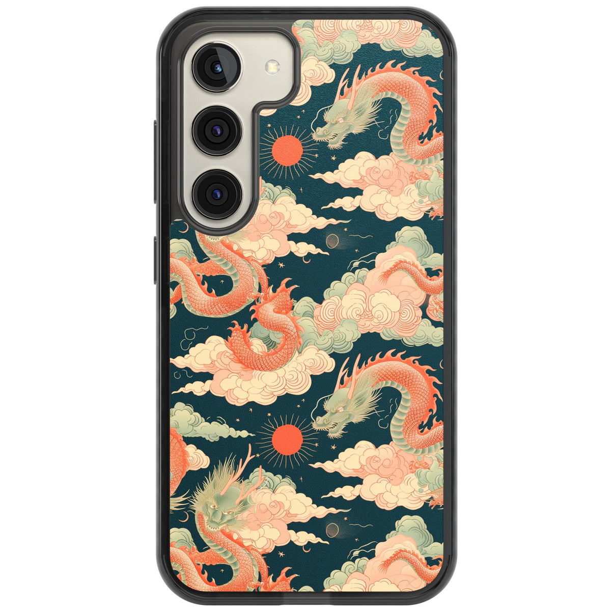 Chinese Dragons Clouds Samsung S22 / Samsung S22 Plus / Samsung S23 / Samsung S23 Plus / Samsung S24 / Samsung S24 Plus Impact Black Phone Case front