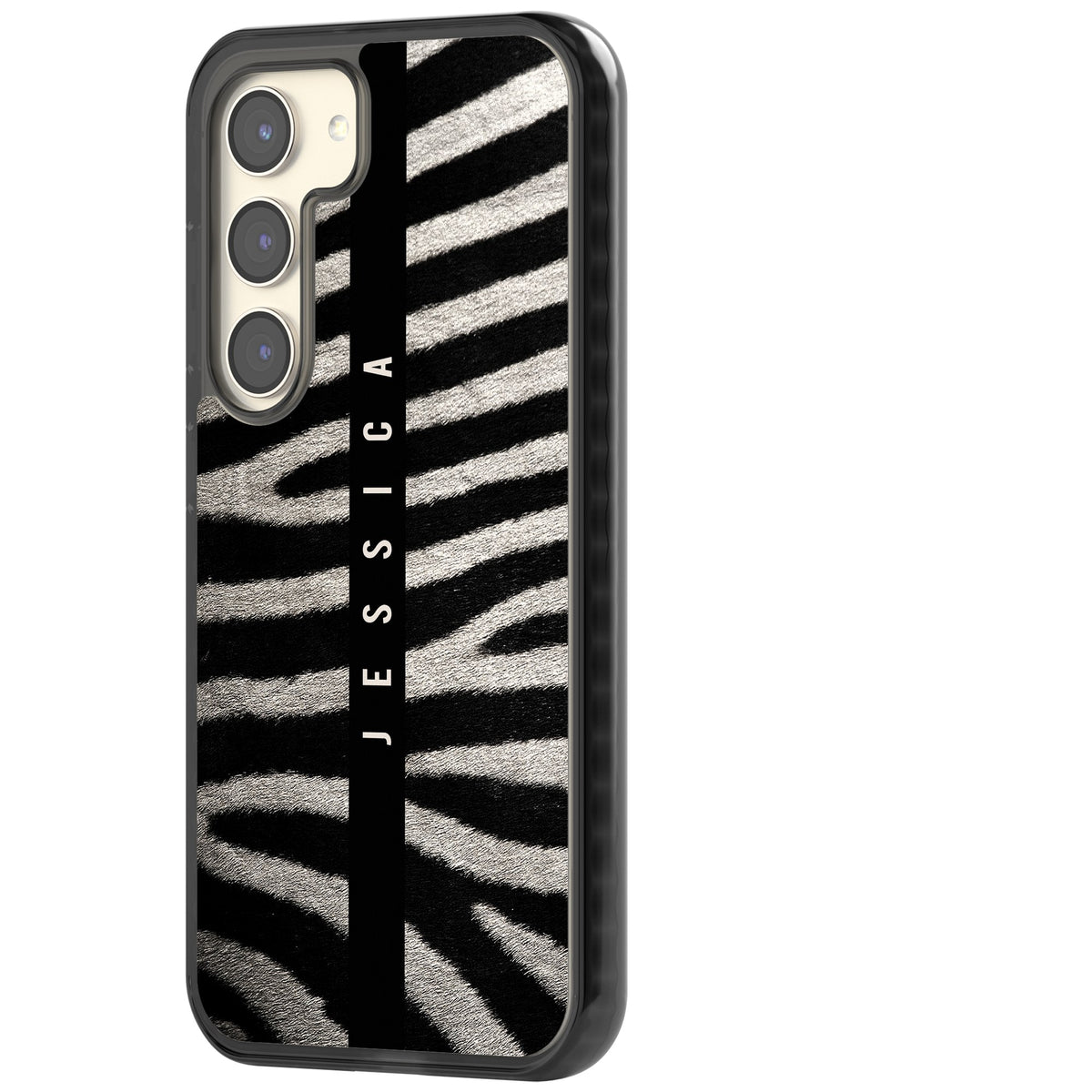 Zebra Print Samsung S22 / Samsung S22 Plus / Samsung S23 / Samsung S23 Plus / Samsung S24 / Samsung S24 Plus Impact Black Phone Case side