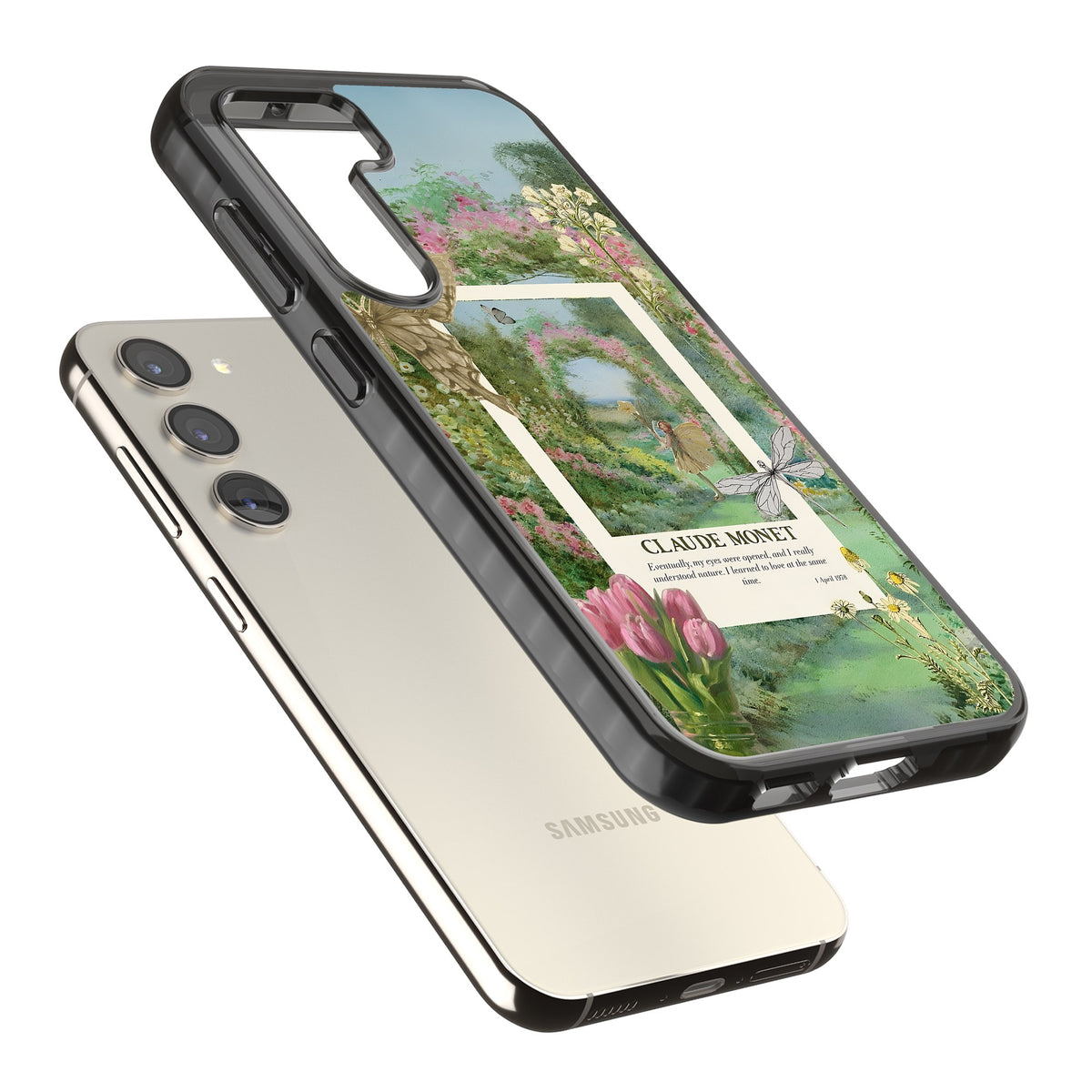 Monet Fairy Garden Samsung S22 / Samsung S22 Plus / Samsung S23 / Samsung S23 Plus / Samsung S24 / Samsung S24 Plus Impact Black Phone Case angled