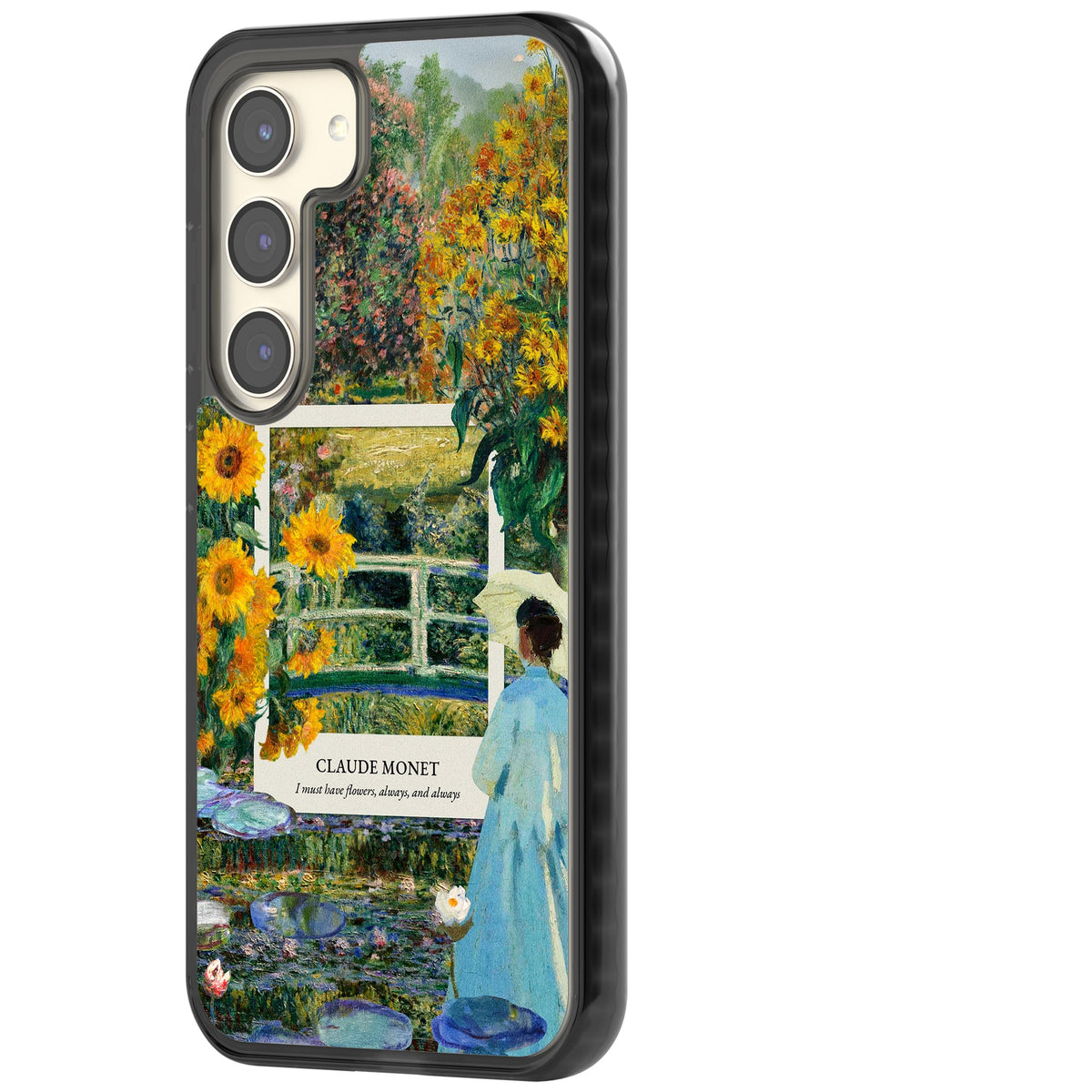 Monet Garden Bridge Samsung S22 / Samsung S22 Plus / Samsung S23 / Samsung S23 Plus / Samsung S24 / Samsung S24 Plus Impact Black Phone Case side