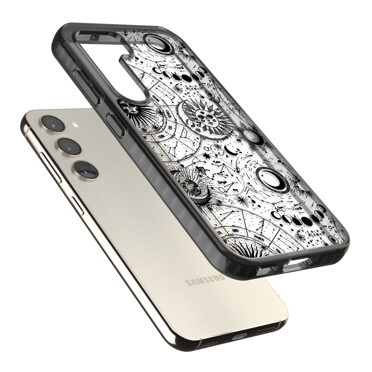Astral Mystic Samsung S22 / Samsung S22 Plus / Samsung S23 / Samsung S23 Plus / Samsung S24 / Samsung S24 Plus Impact Black Phone Case angled