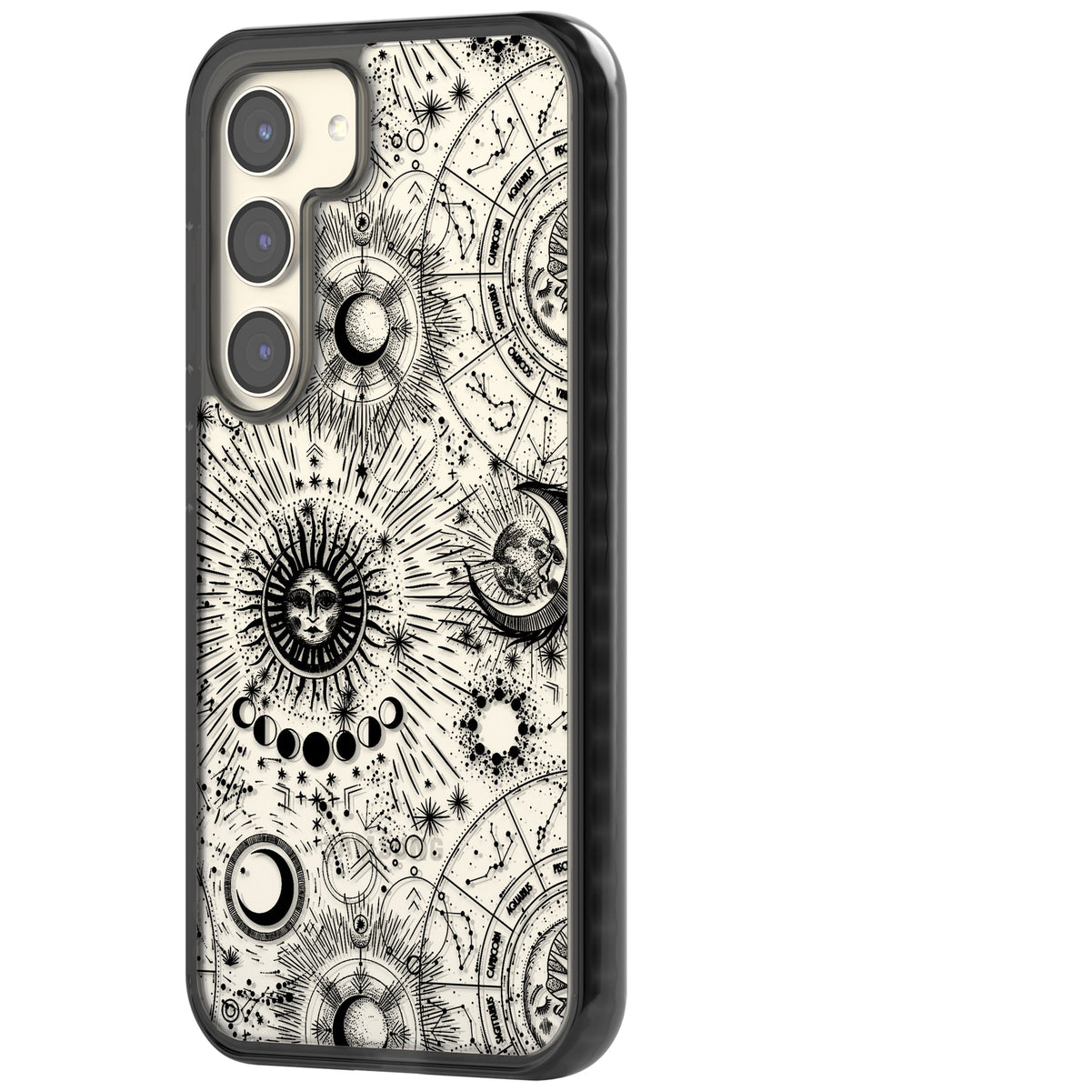 Suns & Zodiac Solar Chart Samsung S22 / Samsung S22 Plus / Samsung S23 / Samsung S23 Plus / Samsung S24 / Samsung S24 Plus Impact Black Phone Case side