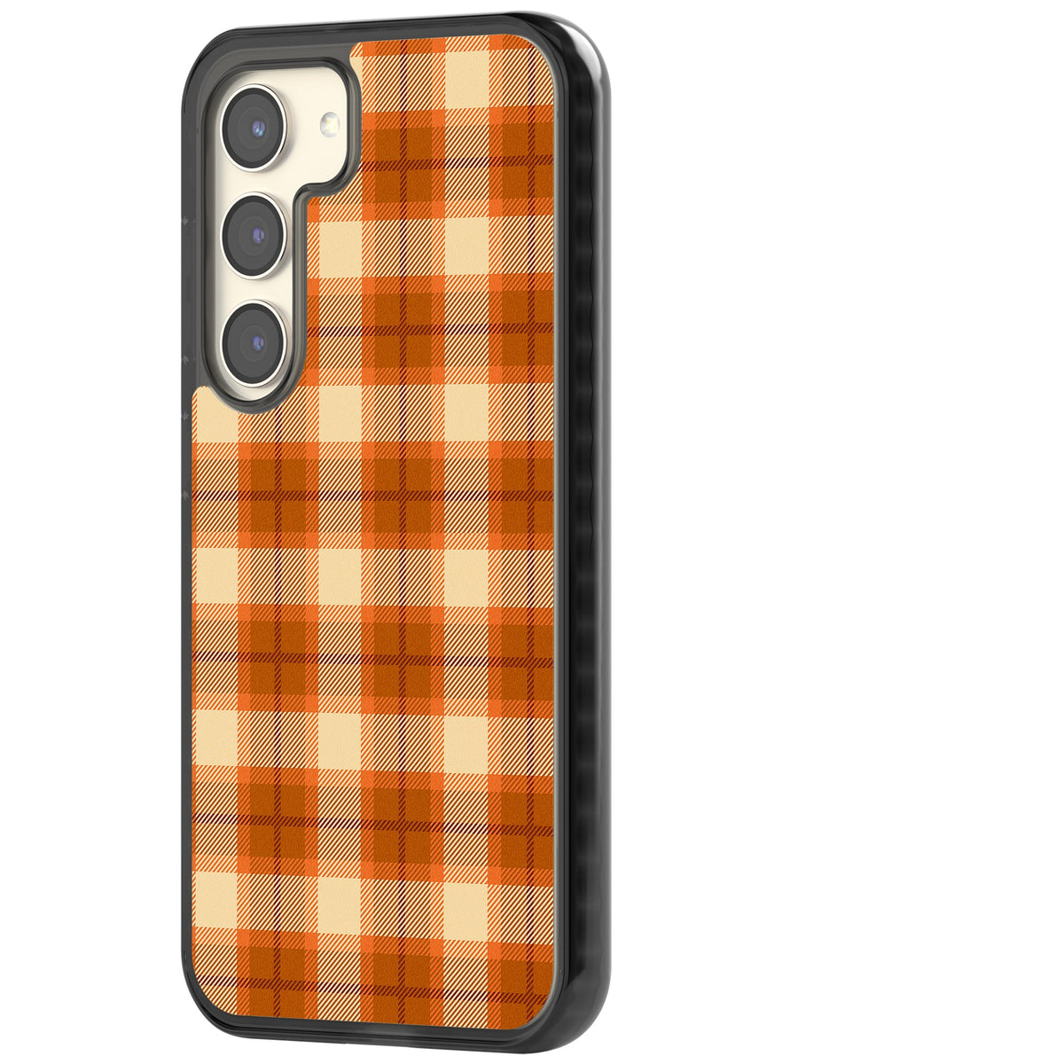 Pumpkin Plaid Samsung S22 / Samsung S22 Plus / Samsung S23 / Samsung S23 Plus / Samsung S24 / Samsung S24 Plus Impact Black Phone Case side