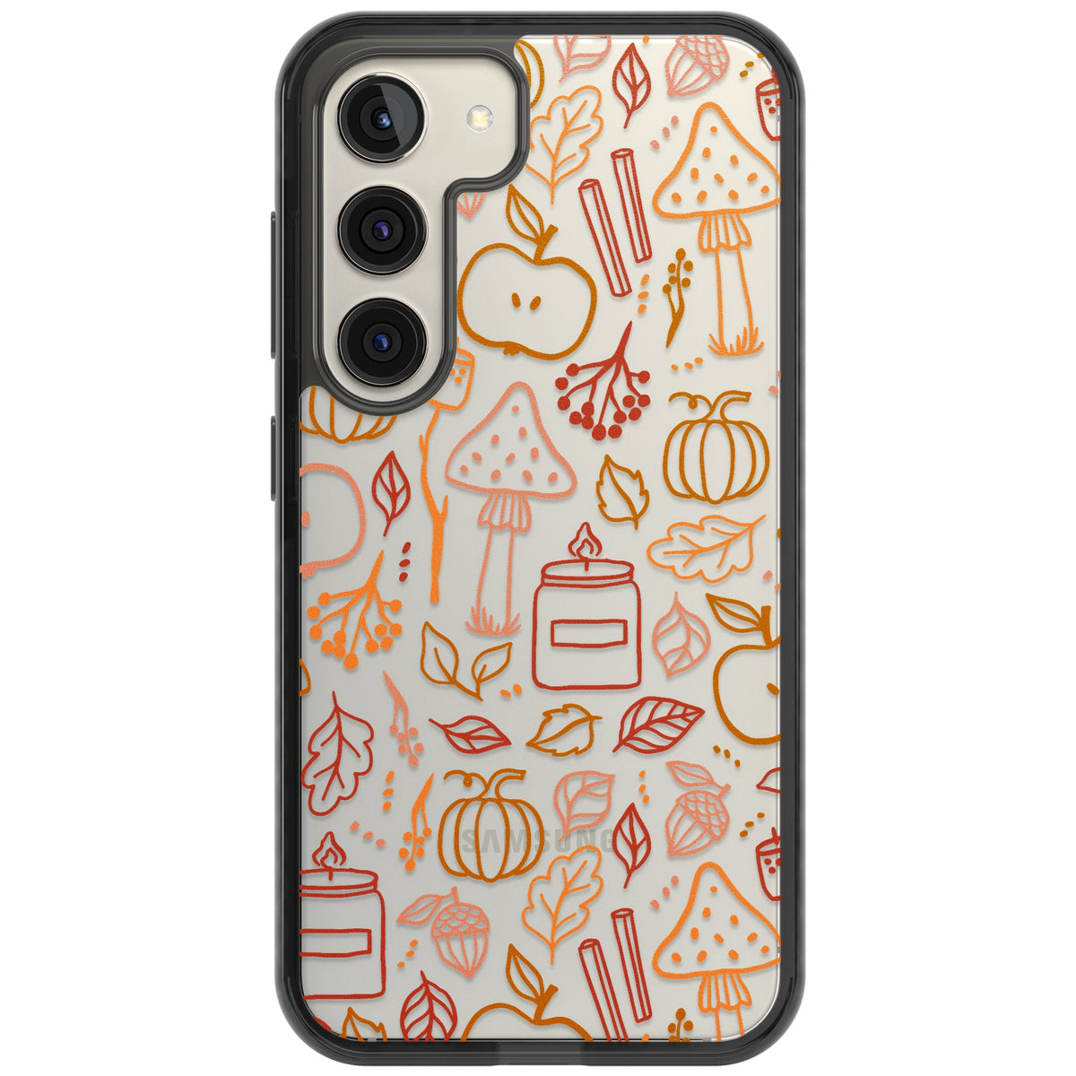 Autumn Line Pattern Samsung S22 / Samsung S22 Plus / Samsung S23 / Samsung S23 Plus / Samsung S24 / Samsung S24 Plus Impact Black Phone Case front