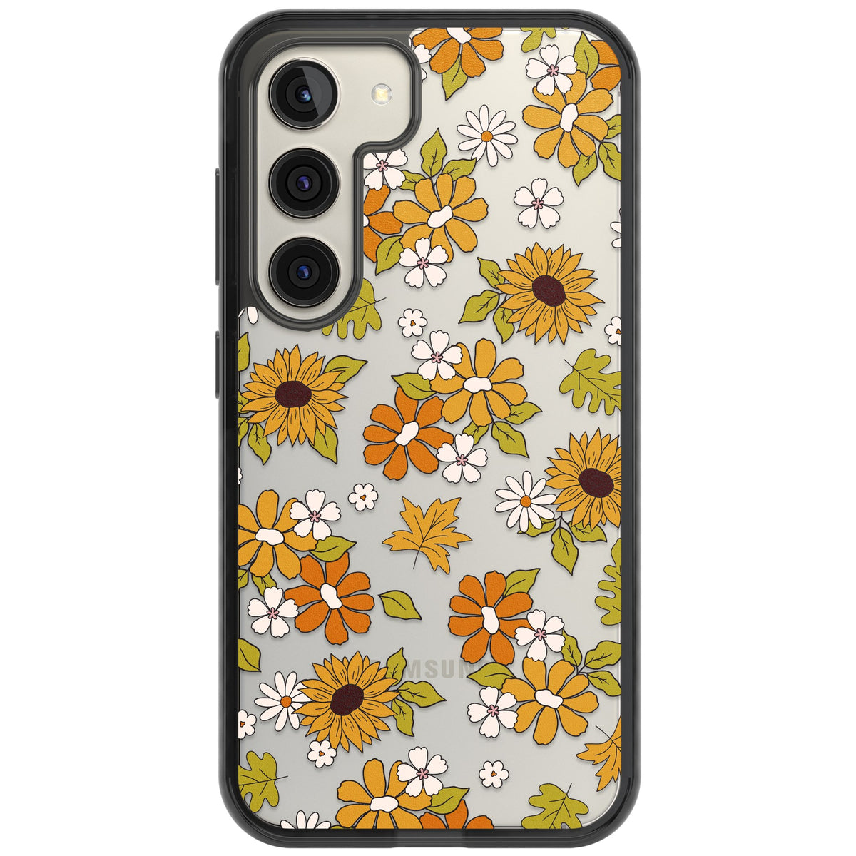 Boho Sunflowers Samsung S22 / Samsung S22 Plus / Samsung S23 / Samsung S23 Plus / Samsung S24 / Samsung S24 Plus Impact Black Phone Case front