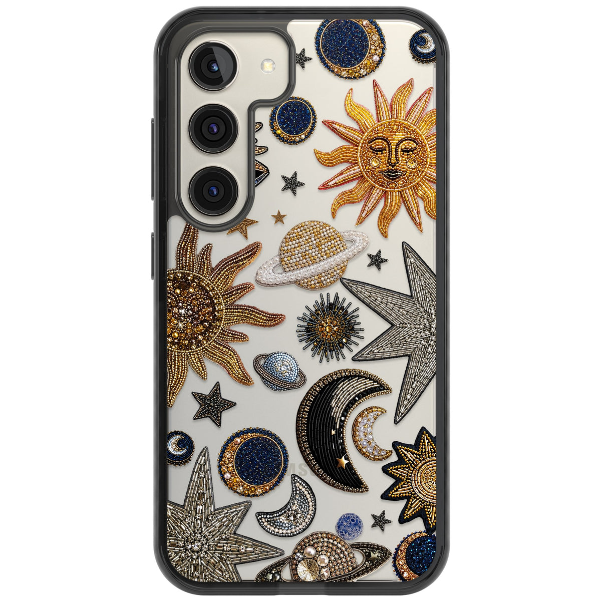 Beaded Cosmos Samsung S22 / Samsung S22 Plus / Samsung S23 / Samsung S23 Plus / Samsung S24 / Samsung S24 Plus Impact Black Phone Case front