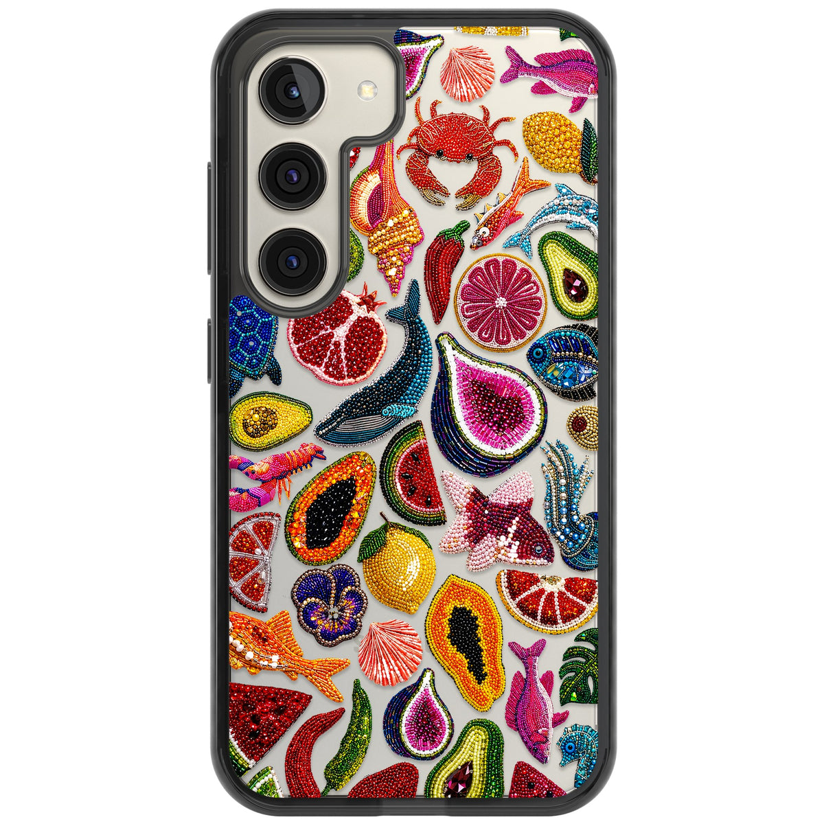 Beaded Tropic Samsung S22 / Samsung S22 Plus / Samsung S23 / Samsung S23 Plus / Samsung S24 / Samsung S24 Plus Impact Black Phone Case front