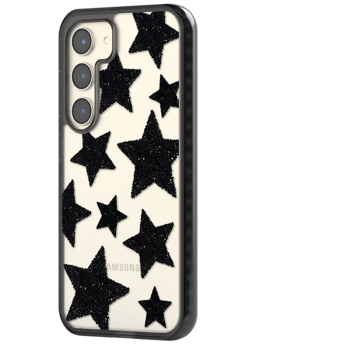 Beaded Black Stars Samsung S22 / Samsung S22 Plus / Samsung S23 / Samsung S23 Plus / Samsung S24 / Samsung S24 Plus Impact Black Phone Case side