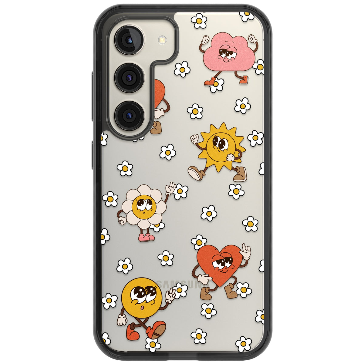Daisies & Friends Samsung S22 / Samsung S22 Plus / Samsung S23 / Samsung S23 Plus / Samsung S24 / Samsung S24 Plus Impact Black Phone Case front