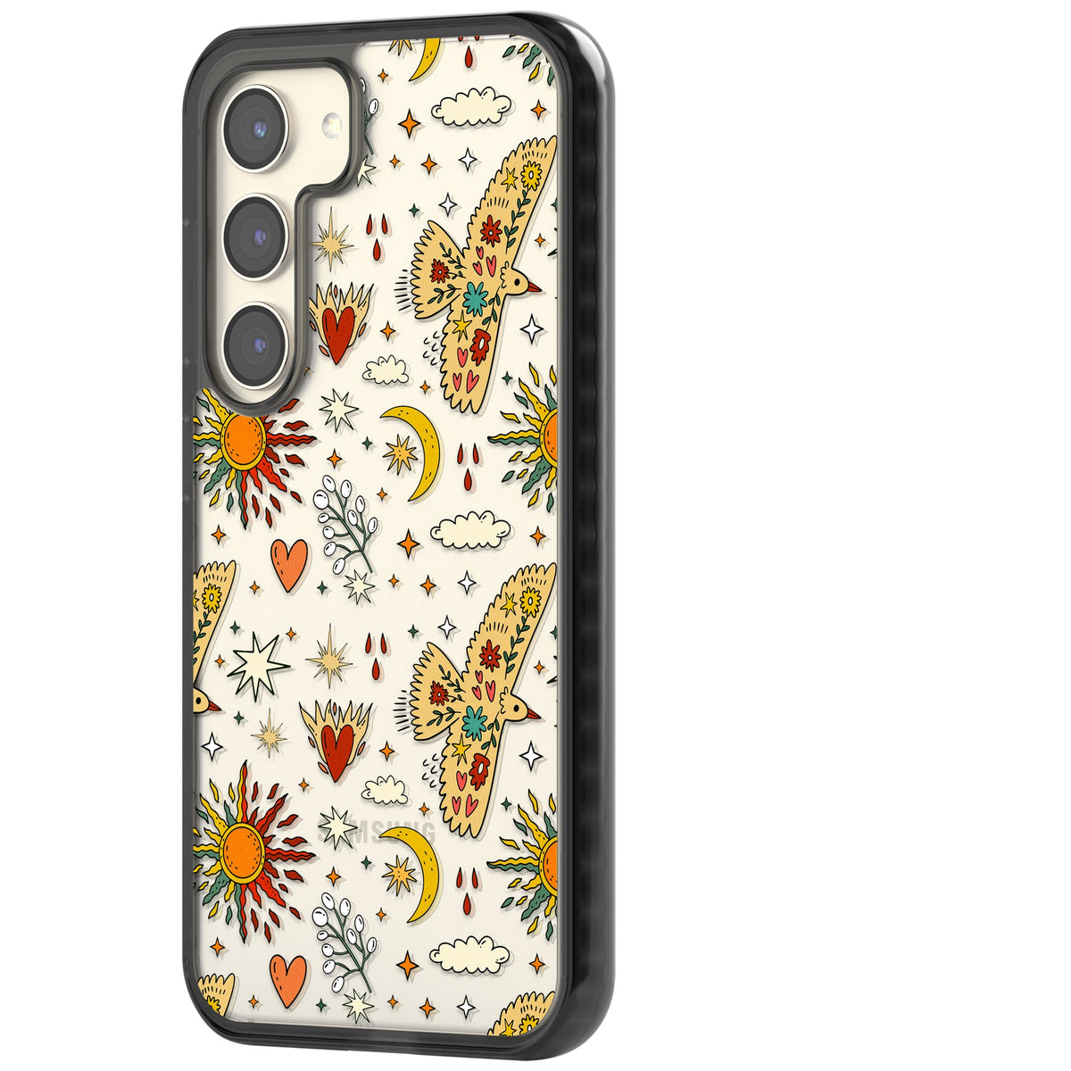 Boho Mystic Birds Samsung S22 / Samsung S22 Plus / Samsung S23 / Samsung S23 Plus / Samsung S24 / Samsung S24 Plus Impact Black Phone Case side