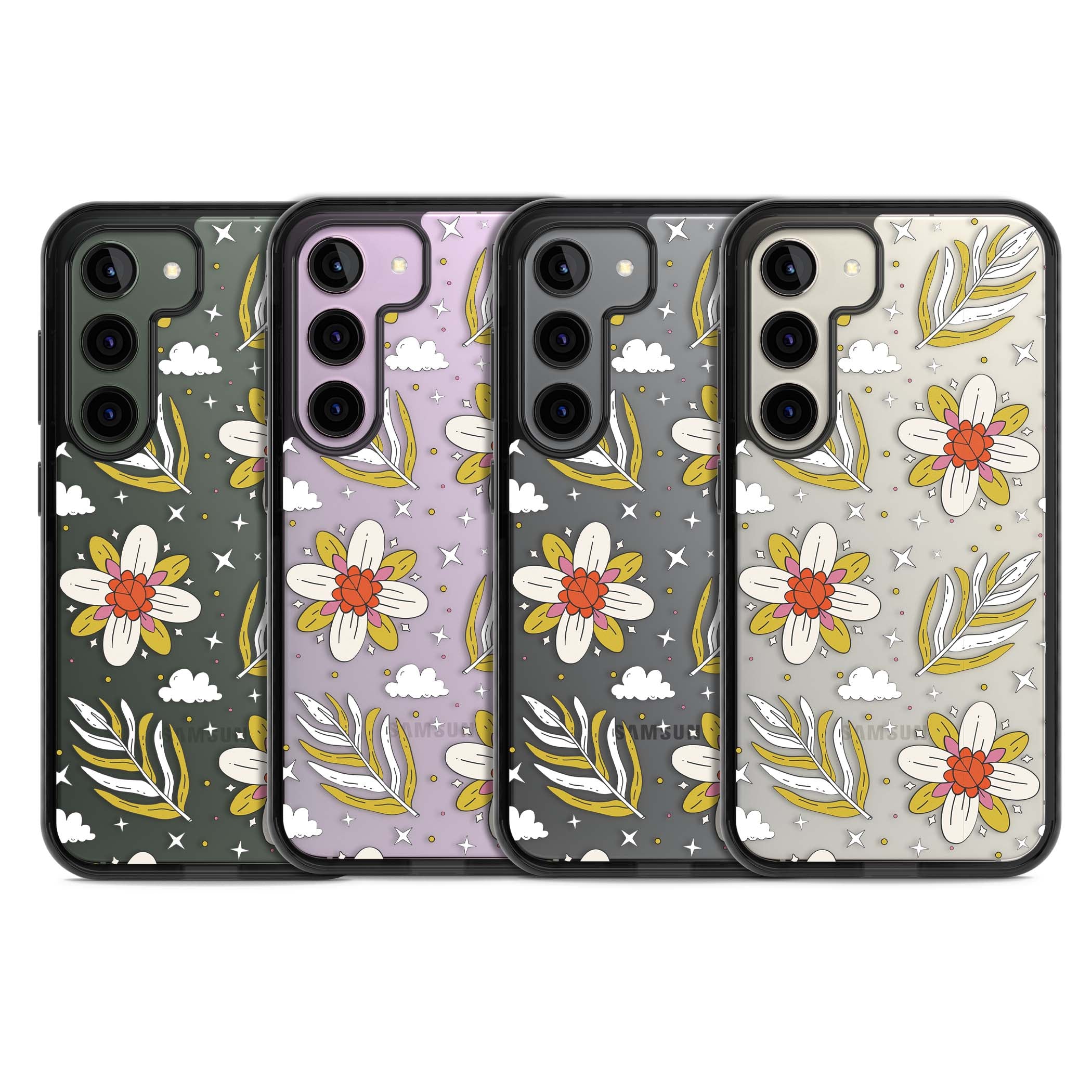 Elevate Your Phone'S Style With This Boho Celestial Sun & Eye Phone Case, Featuring A Mystical Blend Of Suns, All-Seeing Eyes, Butterflies, Stars, And