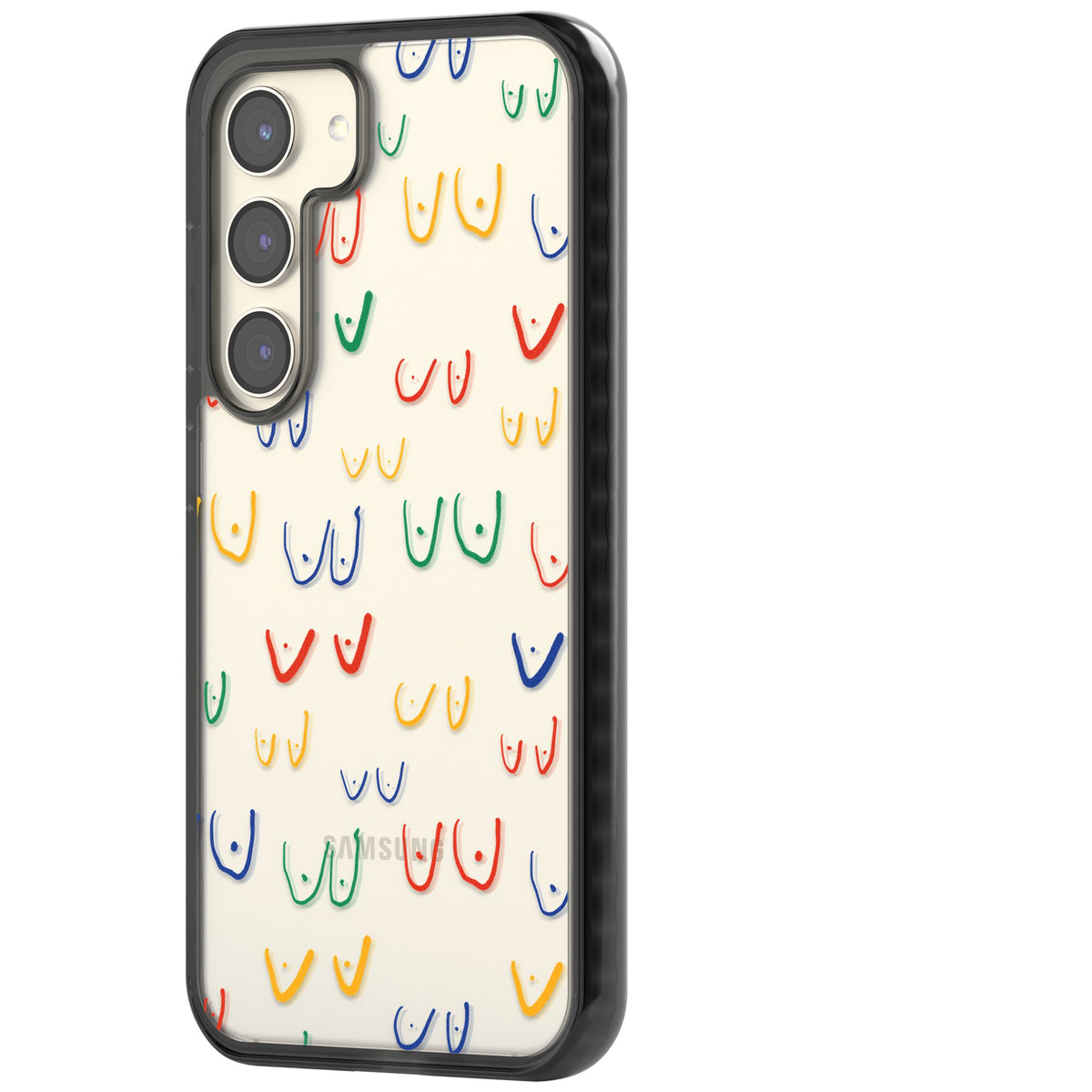 Boob Pattern (Multicolour) Samsung S22 / Samsung S22 Plus / Samsung S23 / Samsung S23 Plus / Samsung S24 / Samsung S24 Plus Impact Black Phone Case side
