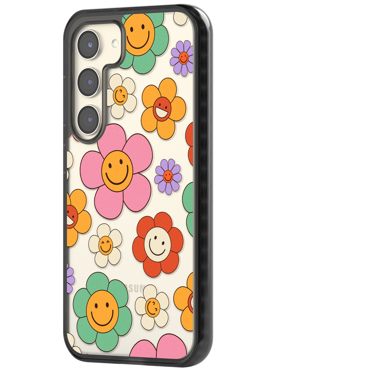 Happy Blossoms Samsung S22 / Samsung S22 Plus / Samsung S23 / Samsung S23 Plus / Samsung S24 / Samsung S24 Plus Impact Black Phone Case side