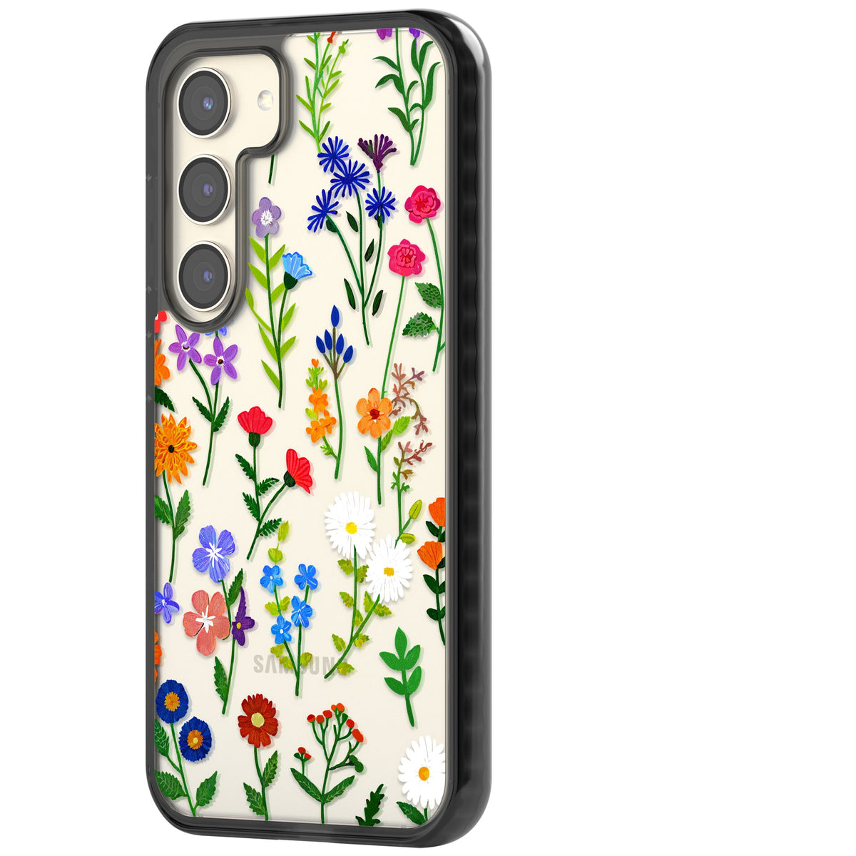Wildflower Garden Samsung S22 / Samsung S22 Plus / Samsung S23 / Samsung S23 Plus / Samsung S24 / Samsung S24 Plus Impact Black Phone Case side