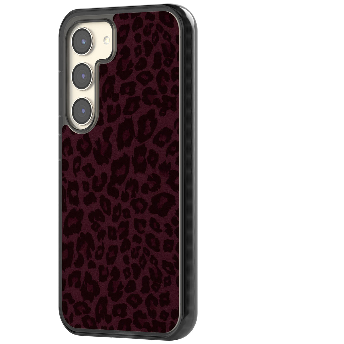 Burgundy Leopard Samsung S22 / Samsung S22 Plus / Samsung S23 / Samsung S23 Plus / Samsung S24 / Samsung S24 Plus Impact Black Phone Case side