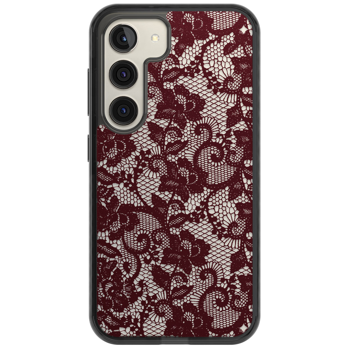 Burgundy Lace Samsung S22 / Samsung S22 Plus / Samsung S23 / Samsung S23 Plus / Samsung S24 / Samsung S24 Plus Impact Black Phone Case front