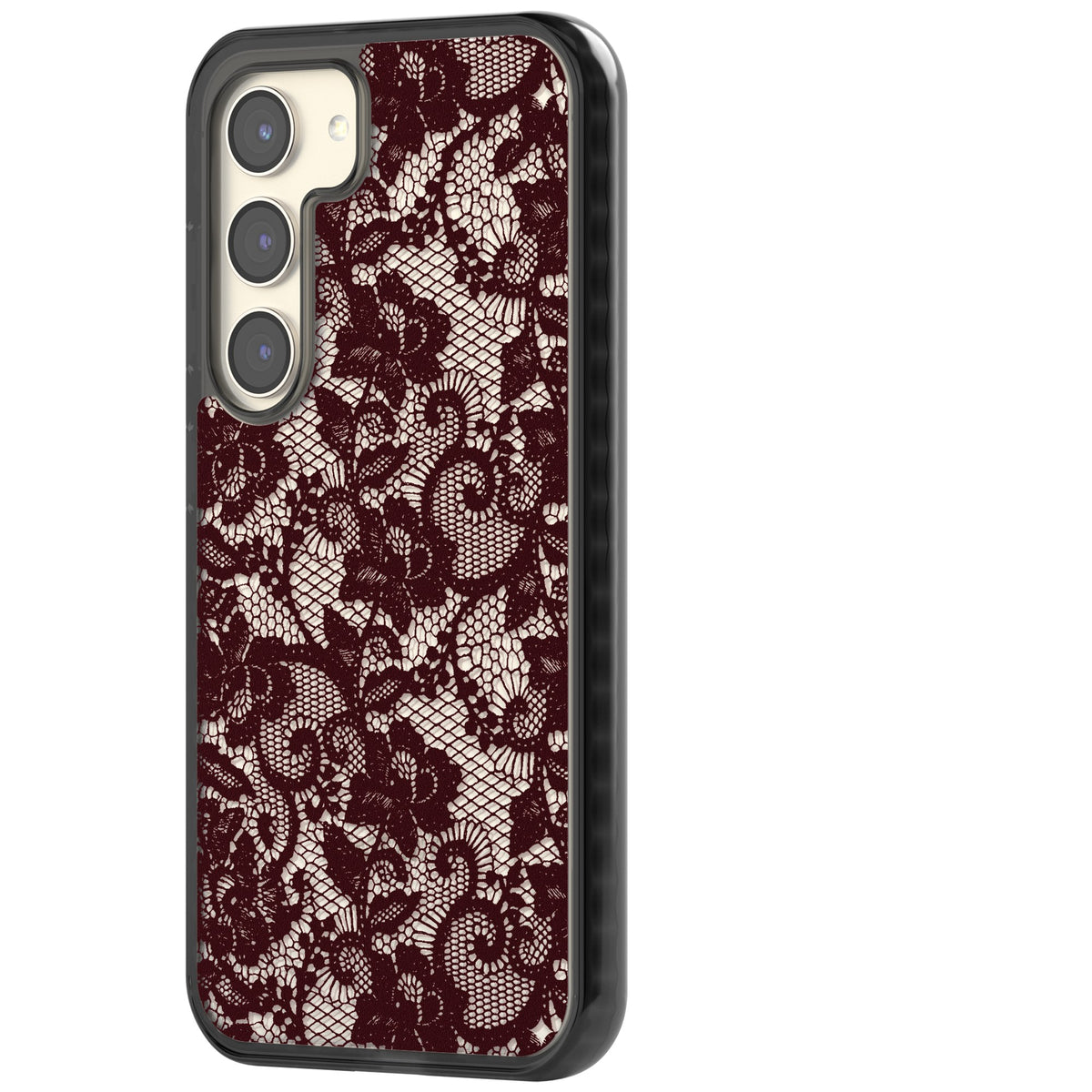 Burgundy Lace Samsung S22 / Samsung S22 Plus / Samsung S23 / Samsung S23 Plus / Samsung S24 / Samsung S24 Plus Impact Black Phone Case side