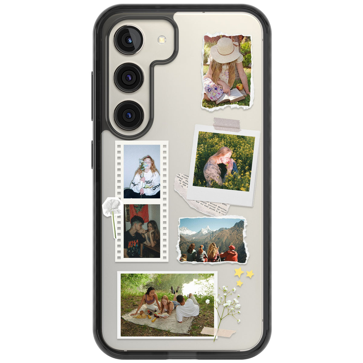 Personalised Scrapbook Instant Photos Samsung S22 / Samsung S22 Plus / Samsung S23 / Samsung S23 Plus / Samsung S24 / Samsung S24 Plus Impact Black Phone Case front