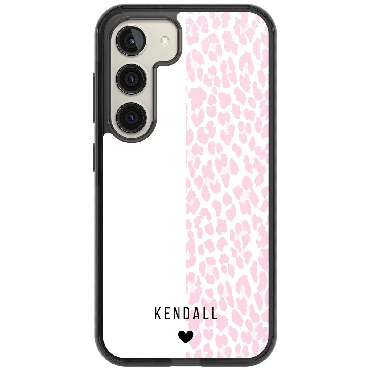 Personalised Pink Leopard Samsung S22 / Samsung S22 Plus / Samsung S23 / Samsung S23 Plus / Samsung S24 / Samsung S24 Plus Impact Black Phone Case front